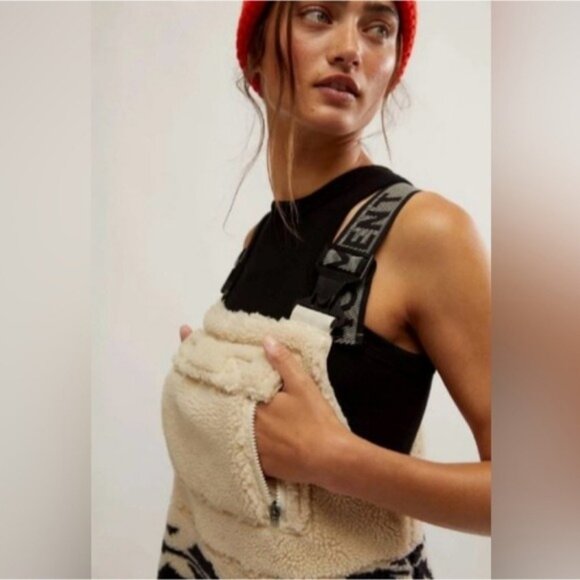 Free People Movement Hit The Slopes Salopette Fleece Overalls Fairisle Small New - Picture 3 of 8